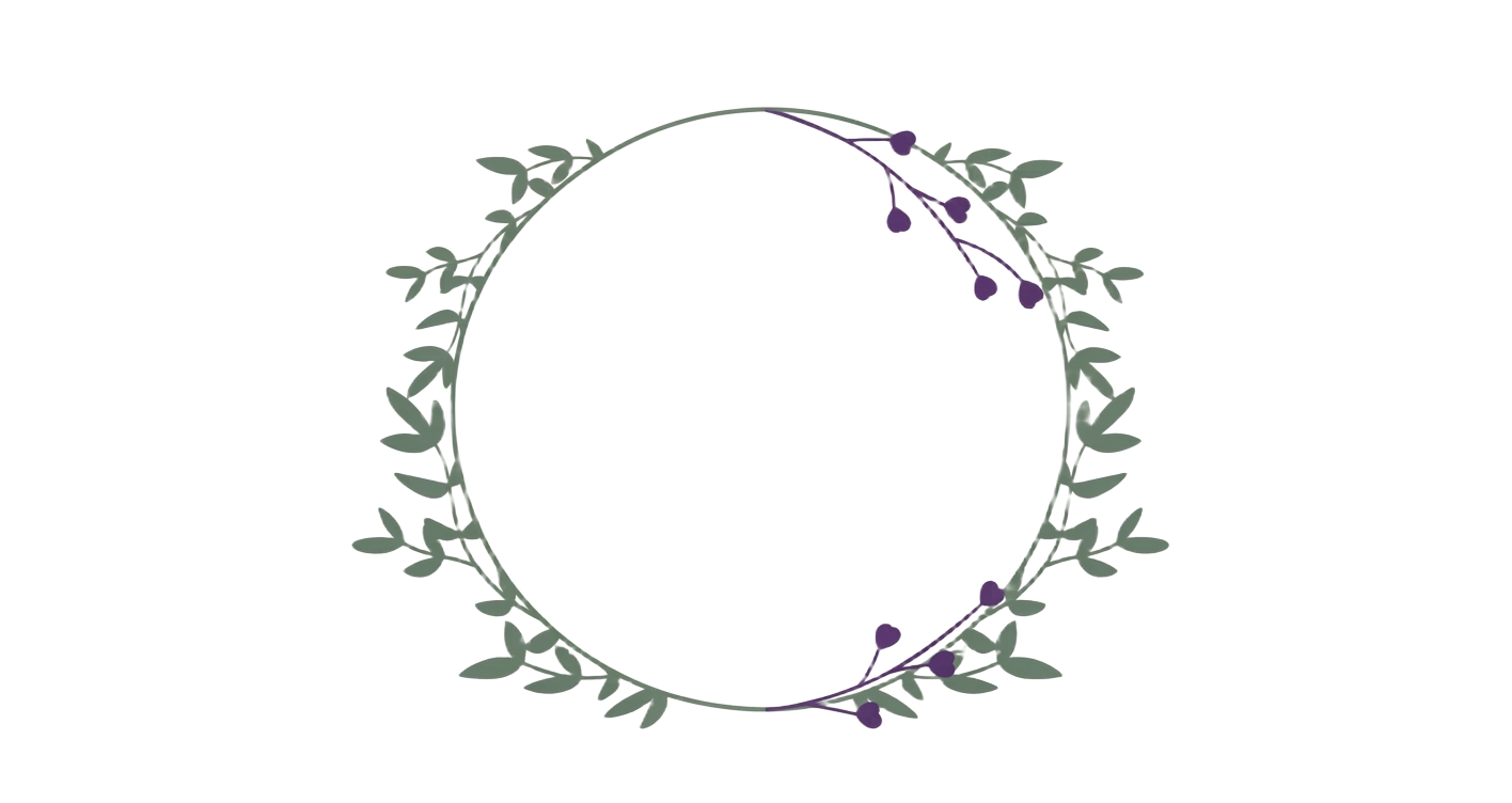 Sage-green wreath with plum berries